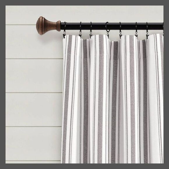 Lush Decor - Set of 2 (84"x42") Farmhouse Striped Yarn Dyed Eco Gray - Picture 2 of 4